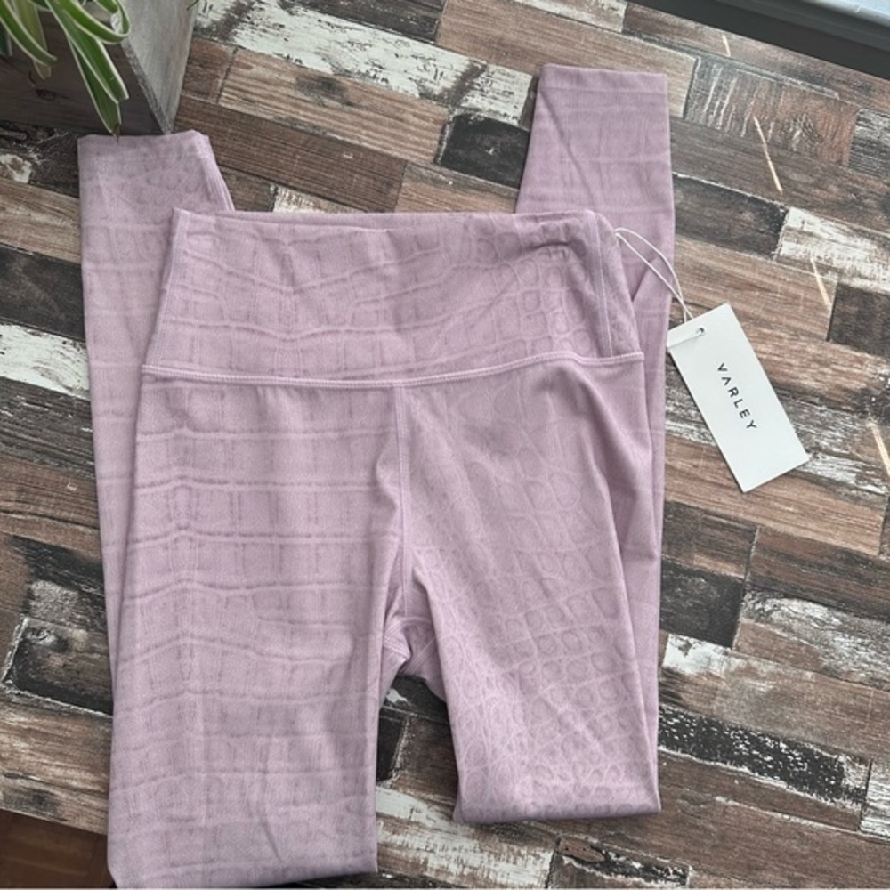 NWT Varley Luna Leggings in Blush Crocodile Small - Picture 5 of 7
